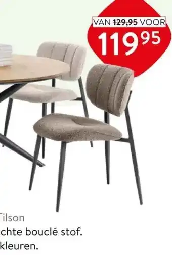 Profijt Meubel + in zachte bouclé stof. + in 2 kleuren. aanbieding