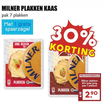 MCD Supermarkt Milner plakken kaas aanbieding