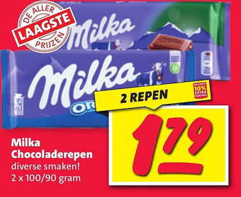 Nettorama Milka chocoladerepen aanbieding