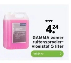 GAMMA Gamma zomer ruitensproeiervloeistof 5 liter aanbieding