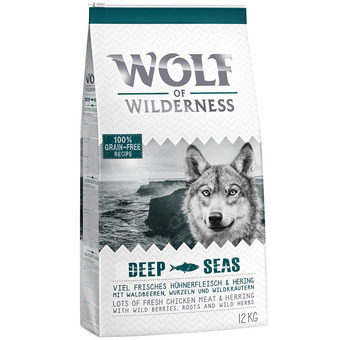 Zooplus 12kg 'deep seas' met haring wolf of wilderness hondenvoer aanbieding