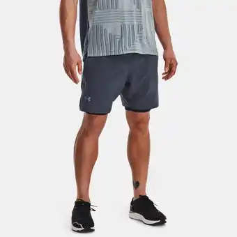 Under Armour Herenshorts under armour launch elite 2-in-1 18 cm downpour grijs / zwart / reflecterend s aanbieding