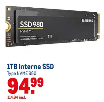 Makro SAMSUNG Interne SSD NVME 980 1TB aanbieding