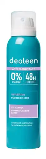 De Online Drogist Deoleen anti-transpirant deodorant spray sensitive 150ml aanbieding