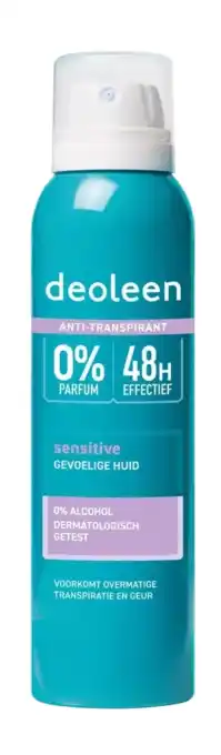 De Online Drogist Deoleen anti-transpirant deodorant spray sensitive 150ml aanbieding
