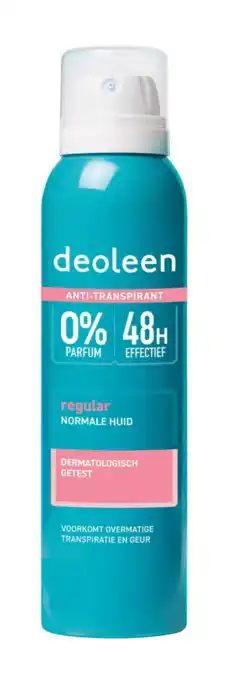De Online Drogist Deoleen anti-transpirant deodorant spray regular 150ml aanbieding