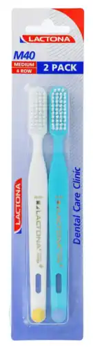 De Online Drogist Lactona tandenborstel m40 nylon medium duo 2st aanbieding