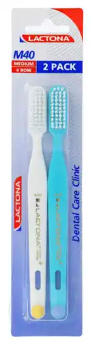 De Online Drogist Lactona tandenborstel m40 nylon medium duo 2st aanbieding