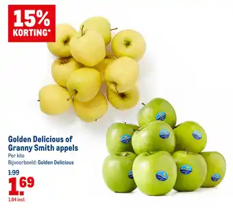 Makro Golden Delicious of Granny Smith appels 1kg aanbieding