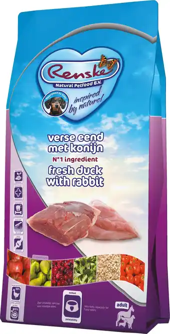 Intratuin Renske super premium droogvoeding verse eend met konijn 2 kg aanbieding