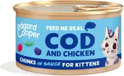 Intratuin Edgard & cooper kattenvoer chuncks in saus kabeljauw/kip kitten 85 g aanbieding