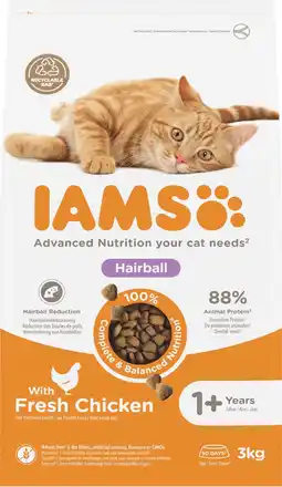 Intratuin Iams kattenvoer haarballen kip adult 3 kg aanbieding