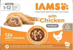 Intratuin Iams delights kitten gravy kip 12-pack 85 g aanbieding
