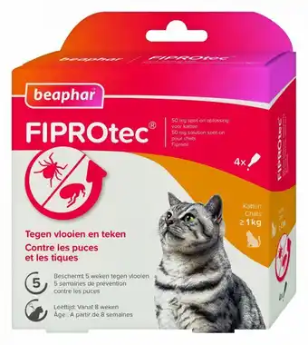 Welkoop Beaphar fiprotec kat 3+1 - vlooien- en tekenmiddel - 4 stuks aanbieding