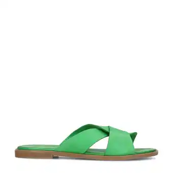 Wehkamp Manfield   leren slippers groen aanbieding