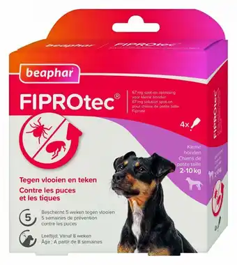 Welkoop Beaphar fiprotec 2-10kg 3+1 - vlooien- en tekenmiddel - 12,2 x 4,2 x 12,6 - 4 stuks aanbieding