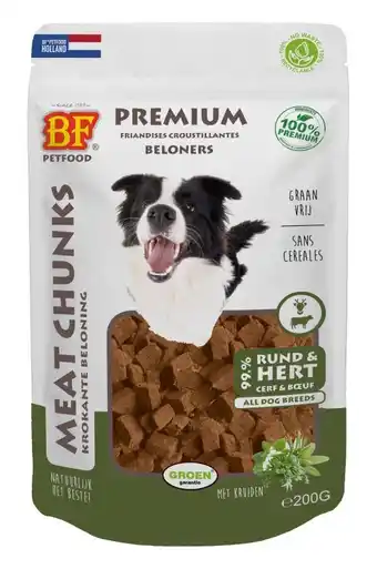 Welkoop Bf petfood meat chunks - hondensnack - rund 200 gram aanbieding