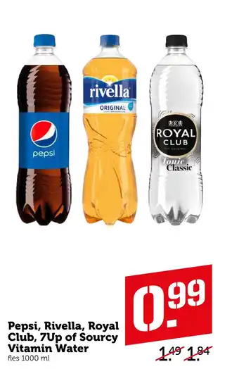 Coop Pepsi, Rivella, Royal Club, 7Up of Sourcy Vitamin Water aanbieding