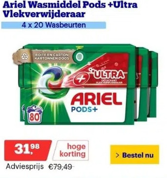 Bol.com Ariel wasmiddel pods +ultra vlekverwijderaar aanbieding