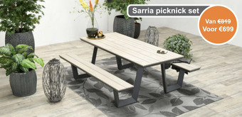 Tuinmeubelland Sarria picknick set aanbieding