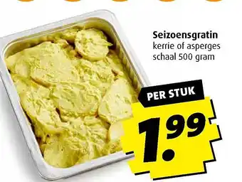 Boni Seizoensgratin kerrie of asperges schaal 500 gram aanbieding