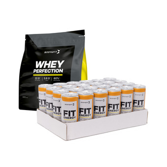 Body & Fit Fit energy (24 pack) + whey perfection (2.2kg) aanbieding