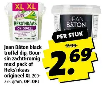 Boni Jean Bâton black truffel dip, Boursin zacht&romig maxi pack of Heks'nkaas origineel XL aanbieding