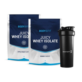 Body & Fit Juicy whey x2 + shaker aanbieding