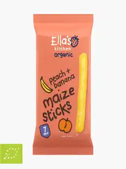 Flink Ella's kitchen organic peach & banana maize sticks 7+ maanden 16g aanbieding