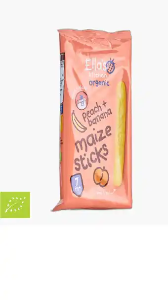 Flink Ella's kitchen organic peach & banana maize sticks 7+ maanden 16g aanbieding