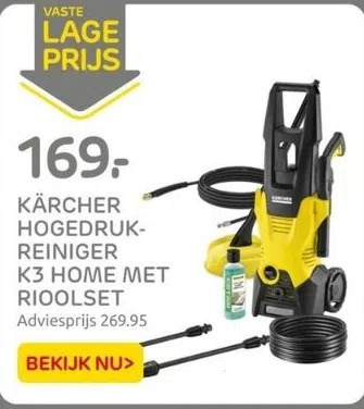 Praxis Kärcher hogedrukreiniger k3 home met rioolset aanbieding