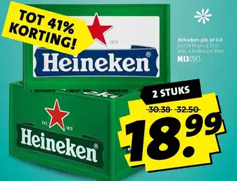 Boni Heineken pils of 0.0 krat 24 flesjes à 30 cl aanbieding