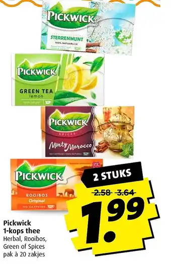 Boni Pickwick 1-kops thee aanbieding