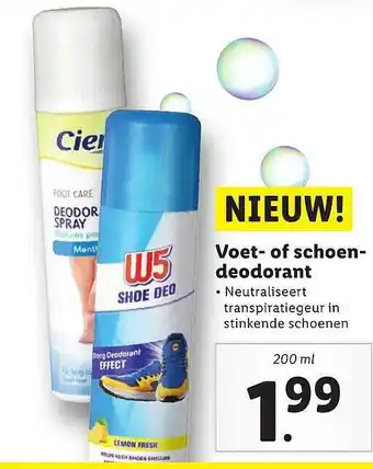 Lidl W5 voet- of schoendeodorant 200 ml aanbieding