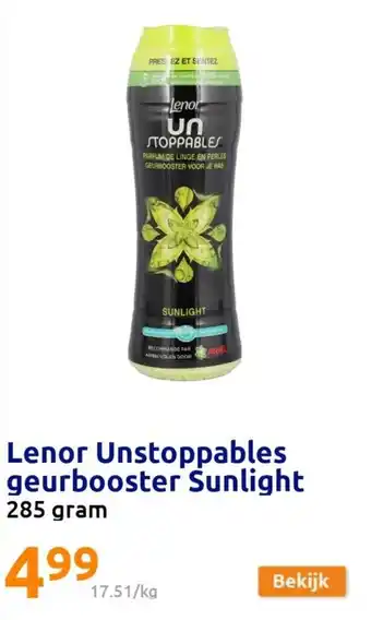 Action Lenor Unstoppables geurbooster Sunlight 285g aanbieding