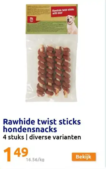 Action Rawhide twist sticks with beef aanbieding