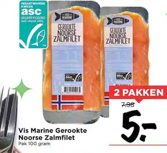 Vomar Voordeelmarkt Vis Marine Gerookte Noorse Zalmfilet 100 gram aanbieding