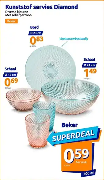 Action Kunststof servies diamond aanbieding