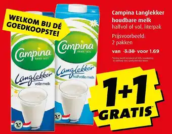 Boni Campina langlekker houdbare melk aanbieding