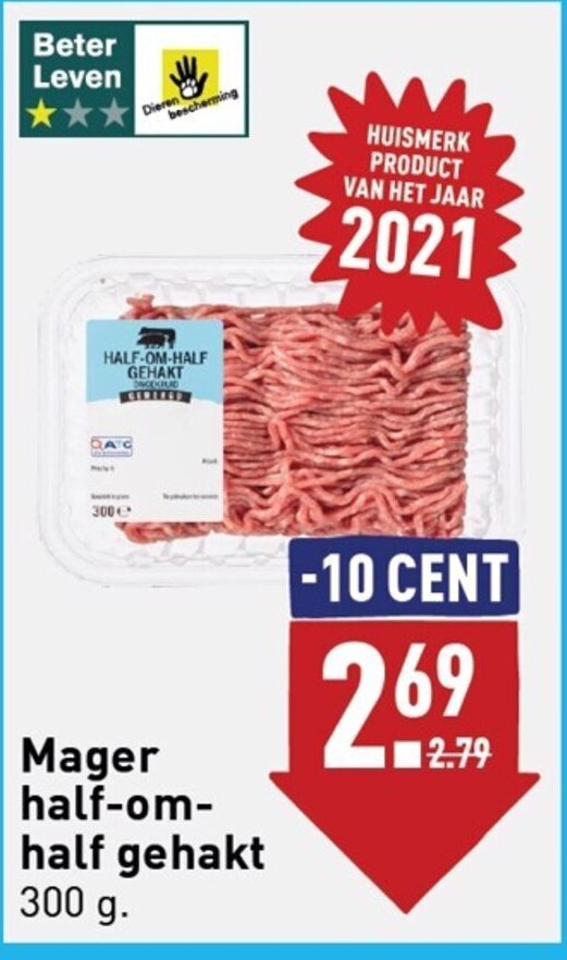 Mager halfomhalf gehakt 300 g. aanbieding bij ALDI