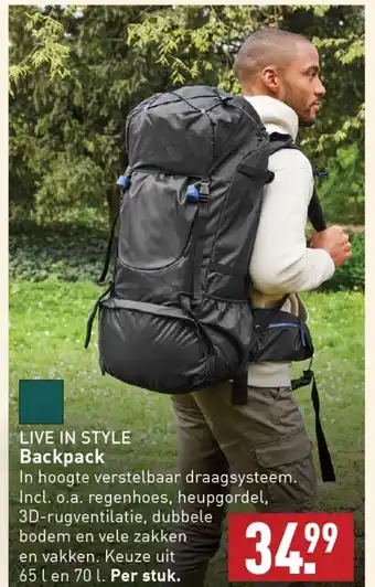 ALDI LIVE IN STYLE Backpack aanbieding