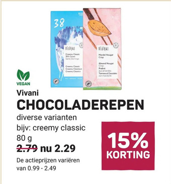 Ekoplaza Vivani chocoladerepen aanbieding