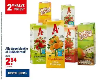 Makro Alle appelsientje of dubbeldrank aanbieding