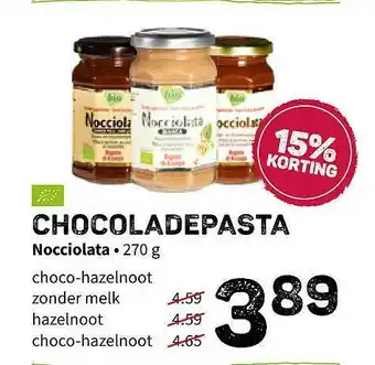 Ekoplaza Chocoladepasta Nocciolata 15% Korting aanbieding