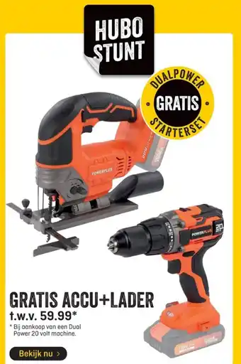 Hubo GRATIS ACCU+LADER aanbieding