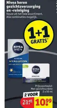 Kruidvat Nivea Heren Gezichtsverzorging En -reiniging 1+1 Gratis aanbieding