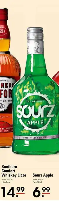 Sligro Southern Comfort Whiskey Licor Of Sourz Apple aanbieding