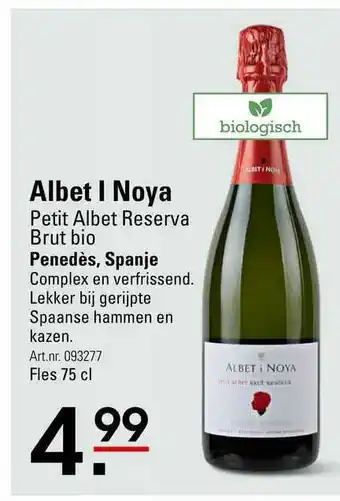 Sligro Albet I Noya Petit Albet Reserva Brut Bio Penedès, Spanje aanbieding