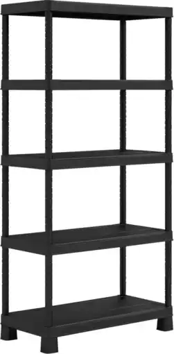 Bol.com Keter kunststof opbergrek - 300 kg draagkracht – 5 verstelbare planken– 45x90x182cm - zwart aanbieding