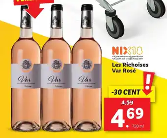 Lidl Les Richoises Var Rosé 750ml aanbieding